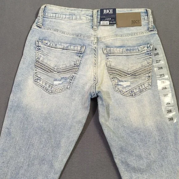 BKE Jeans Men's 28x32 Blue Jake Straight Leg Distressed Denim NWT